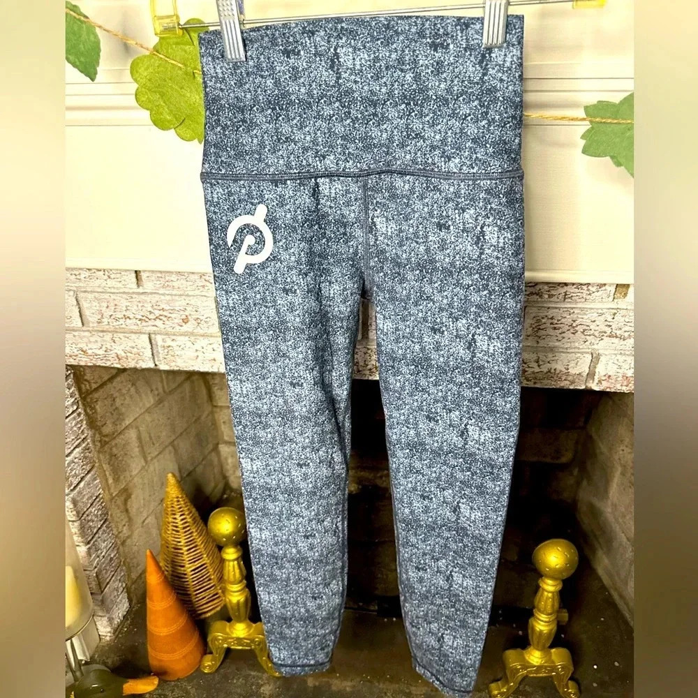 Peloton Blue Black Space Dye High Rise Leggings XS Athletic Yoga Gym
